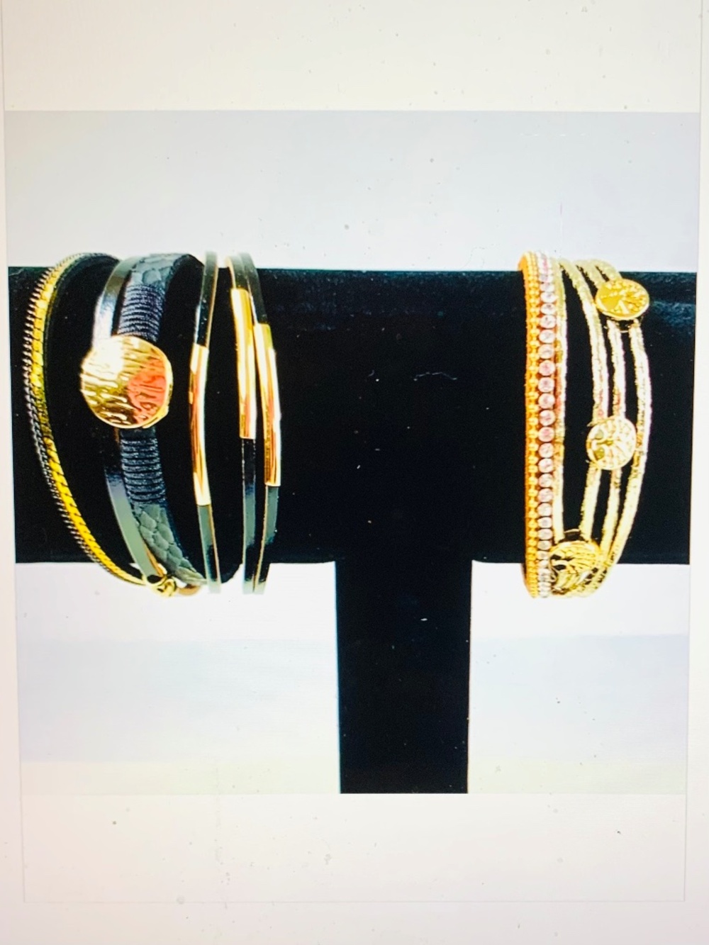 Black & Brown multi-row metal leather cuff wrap bracelets gold-tone Boho Cowgirl